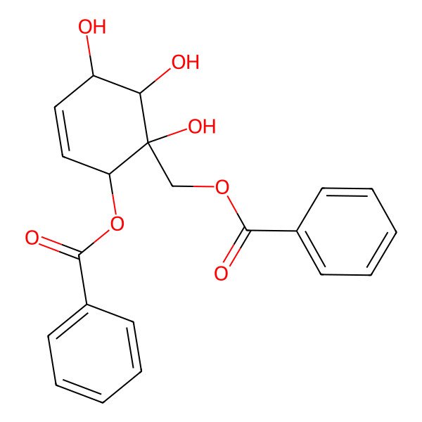 2D Structure of (2-Benzoyloxy-1,5,6-trihydroxycyclohex-3-en-1-yl)methyl benzoate 2D Structure of (2-Benzoyloxy-1,5,6-trihydroxycyclohex-3-en-1-yl)methyl benzoate