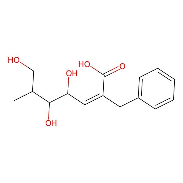 2D Structure of 2-Benzyl-4,5,7-trihydroxy-6-methylhept-2-enoic acid 2D Structure of 2-Benzyl-4,5,7-trihydroxy-6-methylhept-2-enoic acid