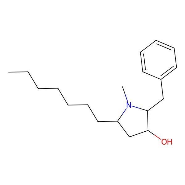 2D Structure of 2-Benzyl-5-heptyl-1-methylpyrrolidin-3-ol