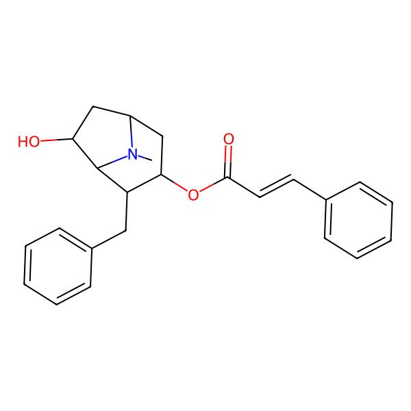 2D Structure of (2-Benzyl-7-hydroxy-8-methyl-8-azabicyclo[3.2.1]octan-3-yl) 3-phenylprop-2-enoate