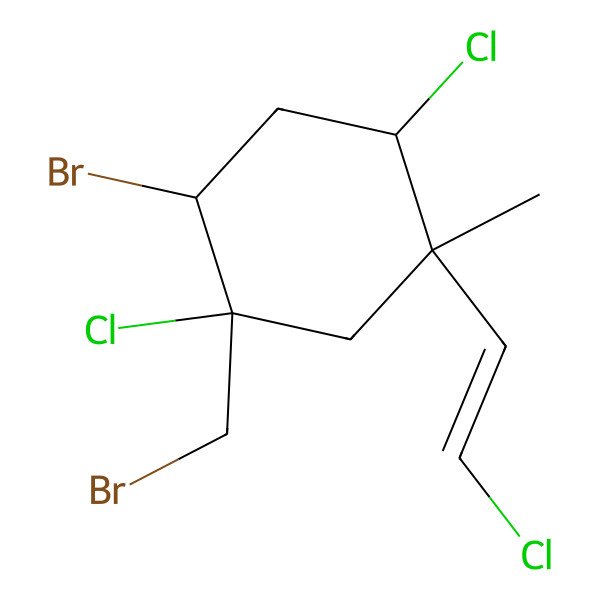 2D Structure of 2-Bromo-1-bromomethyl-1,4-dichloro-5-chloroethenyl-5-methylcyclohexane