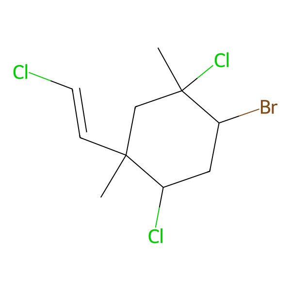 2D Structure of 2-Bromo-1,4-dichloro-5-(2-chloroethenyl)-1,5-dimethylcyclohexane