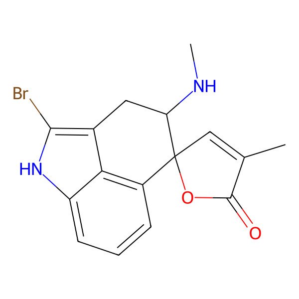 2D Structure of 2-bromo-3'-methyl-4-(methylamino)spiro[3,4-dihydro-1H-benzo[cd]indole-5,5'-furan]-2'-one