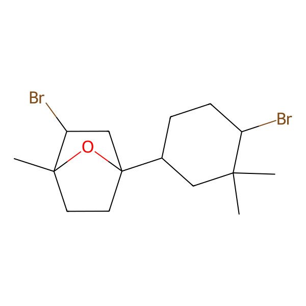 2D Structure of 2-Bromo-4-(4-bromo-3,3-dimethylcyclohexyl)-1-methyl-7-oxabicyclo[2.2.1]heptane