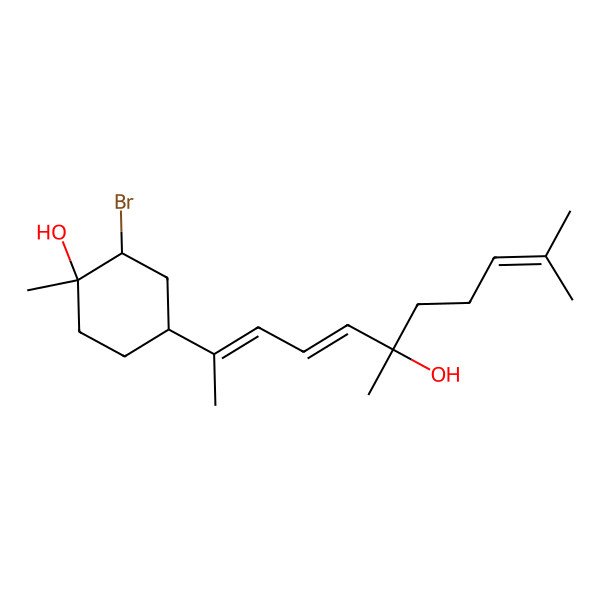 2D Structure of 2-Bromo-4-(6-hydroxy-6,10-dimethylundeca-2,4,9-trien-2-yl)-1-methylcyclohexan-1-ol