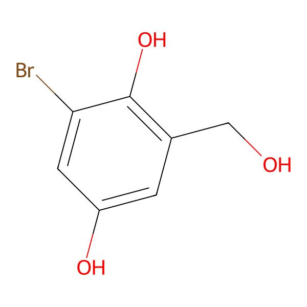 2D Structure of 2-Bromo-6-(hydroxymethyl)benzene-1,4-diol