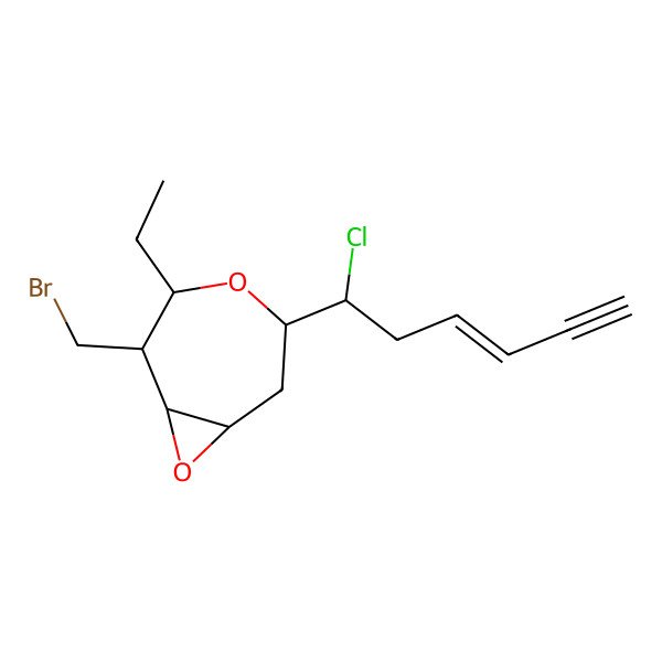 2D Structure of 2-(Bromomethyl)-5-(1-chlorohex-3-en-5-ynyl)-3-ethyl-4,8-dioxabicyclo[5.1.0]octane