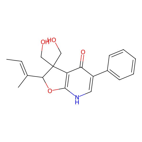 2D Structure of 2-But-2-en-2-yl-3,3-bis(hydroxymethyl)-5-phenyl-2,7-dihydrofuro[2,3-b]pyridin-4-one