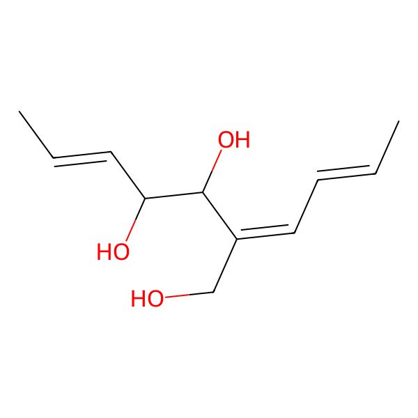 2D Structure of 2-But-2-enylidenehept-5-ene-1,3,4-triol