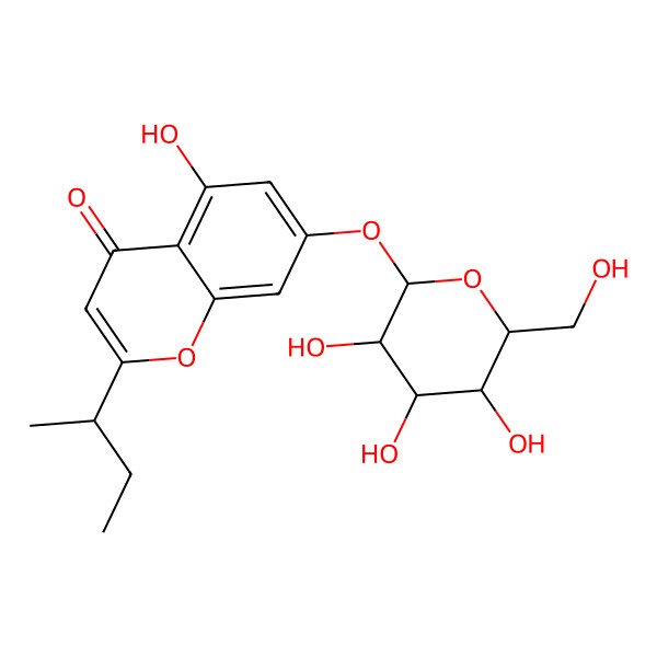 2D Structure of 2-Butan-2-yl-5-hydroxy-7-[3,4,5-trihydroxy-6-(hydroxymethyl)oxan-2-yl]oxychromen-4-one