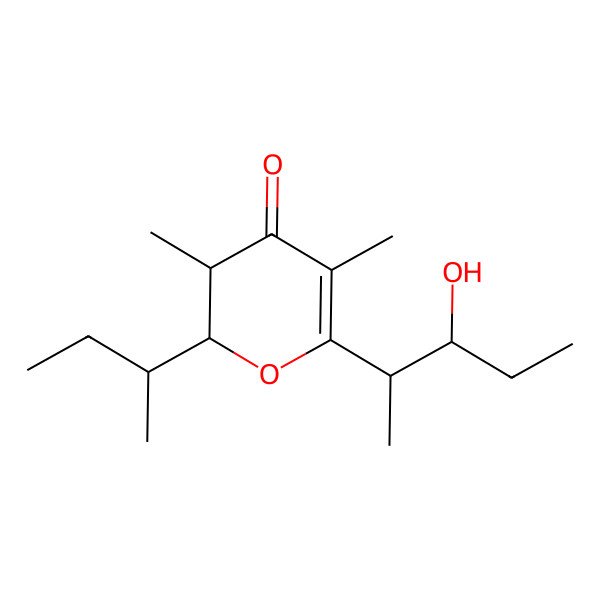 2D Structure of 2-Butan-2-yl-6-(3-hydroxypentan-2-yl)-3,5-dimethyl-2,3-dihydropyran-4-one