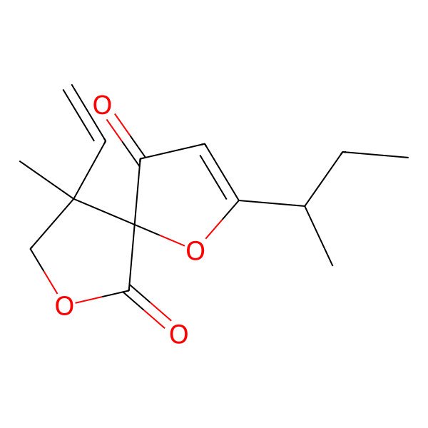2D Structure of 2-Butan-2-yl-9-ethenyl-9-methyl-1,7-dioxaspiro[4.4]non-2-ene-4,6-dione
