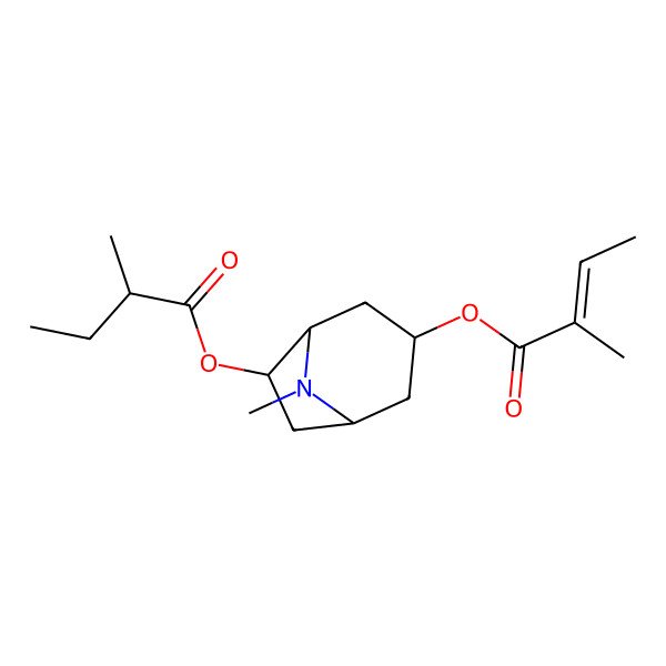 2D Structure of 2-Butenoic acid, 2-methyl-, 8-methyl-6-(2-methyl-1-oxobutoxy)-8-azabicyclo[3.2.1]oct-3-yl ester