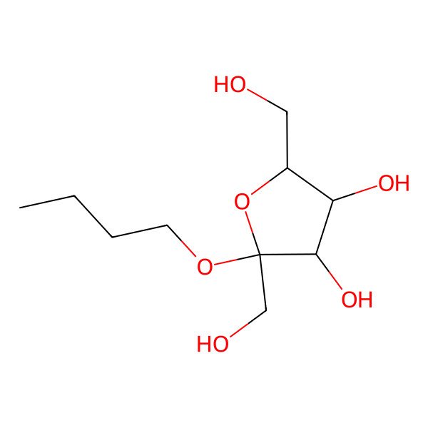 2D Structure of 2-Butoxy-2,5-bis(hydroxymethyl)-tetrahydrofurane-3,4-diol