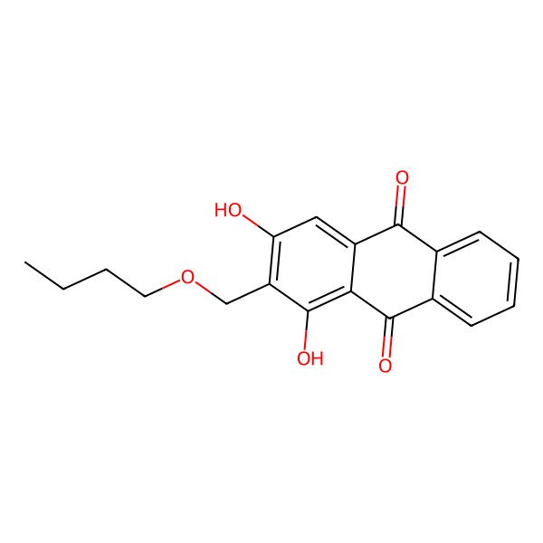 2D Structure of 2-(Butoxymethyl)-1,3-dihydroxyanthracene-9,10-dione 2D Structure of 2-(Butoxymethyl)-1,3-dihydroxyanthracene-9,10-dione