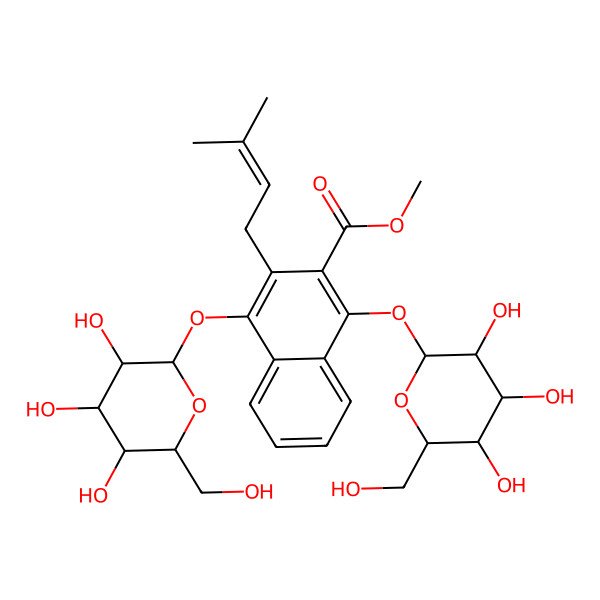 2D Structure of 2-Carbomethoxy-3-prenyl-1,4-naphthohydroquinone-di-O-beta-D-glucoside