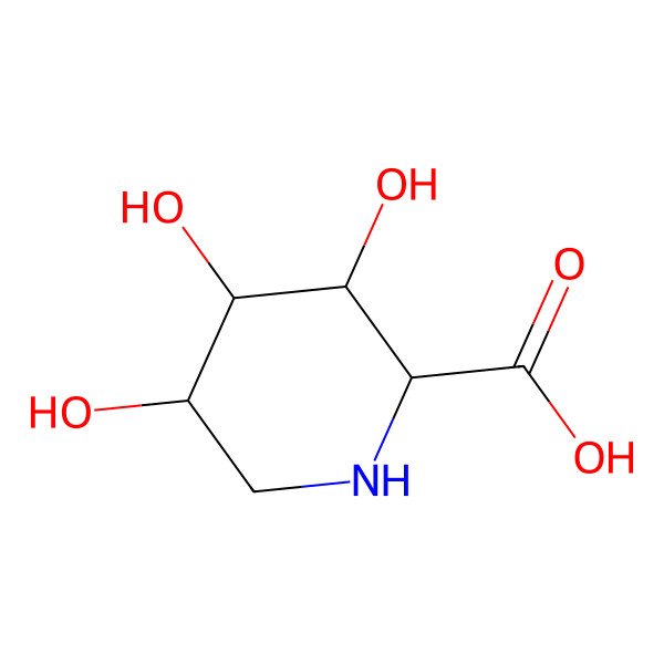 2D Structure of 2-Carboxy-3,4,5-trihydroxypiperidin