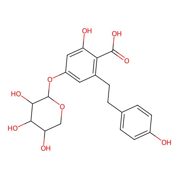 2D Structure of 2-Carboxyl-3,4'-dihydroxy-5-beta-d-xylo-pyranosyl-oxybibenzyl