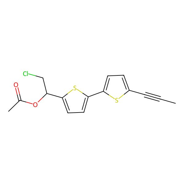 2D Structure of [2-Chloro-1-[5-(5-prop-1-ynylthiophen-2-yl)thiophen-2-yl]ethyl] acetate