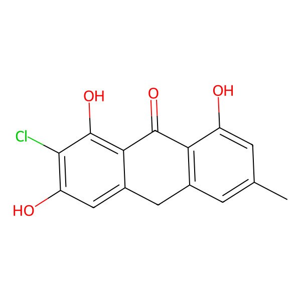 2D Structure of 2-Chloro-1,3,8-trihydroxy-6-methylanthrone