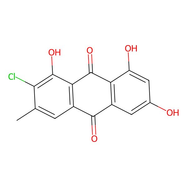 2D Structure of 2-Chloro-1,6,8-trihydroxy-3-methylanthracene-9,10-dione
