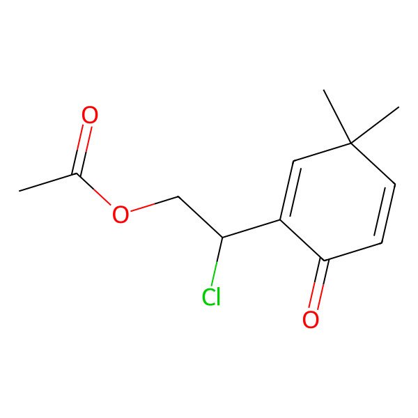 2D Structure of [2-Chloro-2-(3,3-dimethyl-6-oxocyclohexa-1,4-dien-1-yl)ethyl] acetate