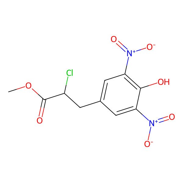 2D Structure of 2-Chloro-3-(4-hydroxy-3,5-dinitrophenyl)-propionic acid methyl ester