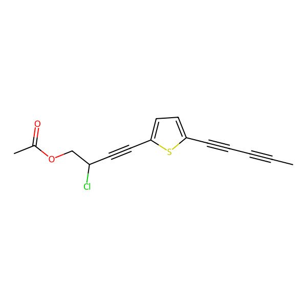 2D Structure of 2-Chloro-4-[5-(penta-1,3-diyn-1-yl)thiophen-2-yl]but-3-yn-1-yl acetate