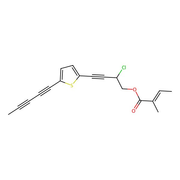 2D Structure of [2-Chloro-4-(5-penta-1,3-diynylthiophen-2-yl)but-3-ynyl] 2-methylbut-2-enoate