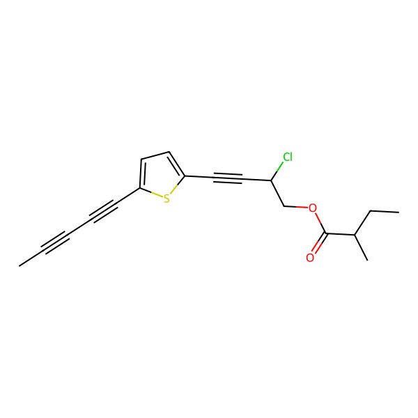 2D Structure of [2-Chloro-4-(5-penta-1,3-diynylthiophen-2-yl)but-3-ynyl] 2-methylbutanoate