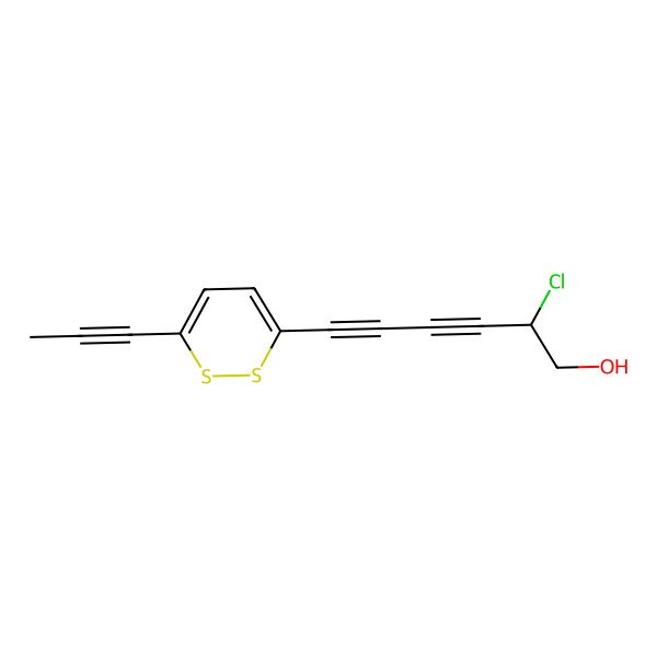2D Structure of 2-Chloro-6-(6-prop-1-ynyldithiin-3-yl)hexa-3,5-diyn-1-ol