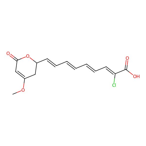 2D Structure of 2-Chloro-9-(4-methoxy-6-oxo-2,3-dihydropyran-2-yl)nona-2,4,6,8-tetraenoic acid