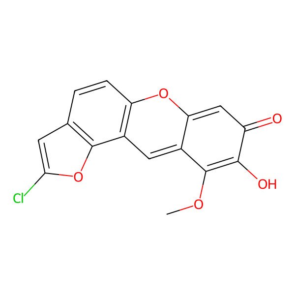 2D Structure of 2-Chloro-9-hydroxy-10-methoxyfuro[2,3-a]xanthen-8-one