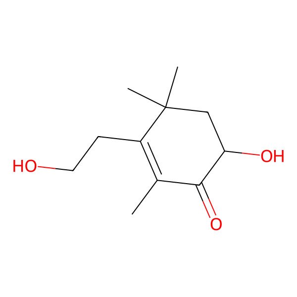 2D Structure of 2-Cyclohexen-1-one, 6-hydroxy-3-(2-hydroxyethyl)-2,4,4-trimethyl-