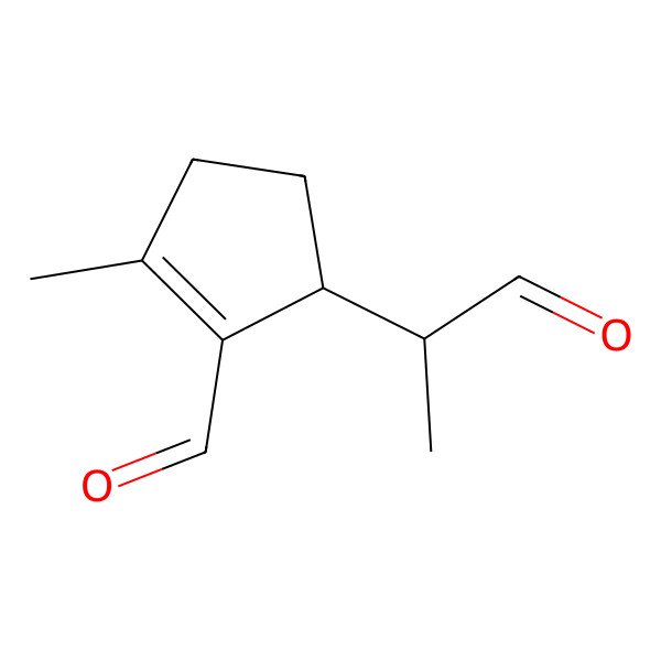 2D Structure of 2-Cyclopentene-1-acetaldehyde, 2-formyl-alpha,3-dimethyl-