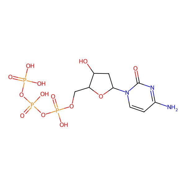 2D Structure of [[(2S,3R,5R)-5-(4-amino-2-oxopyrimidin-1-yl)-3-hydroxyoxolan-2-yl]methoxy-hydroxyphosphoryl] phosphono hydrogen phosphate