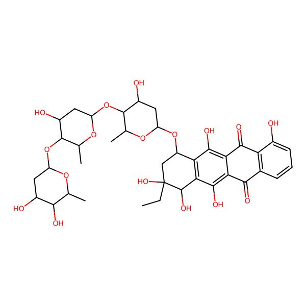2D Structure of 2-deoxy-L-fucose-2-deoxy-L-fucose-2-deoxy-L-fucose-beta-rhodomycinone
