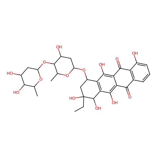 2D Structure of 2-deoxy-L-fucose-2-deoxy-L-fucose-beta-rhodomycinone