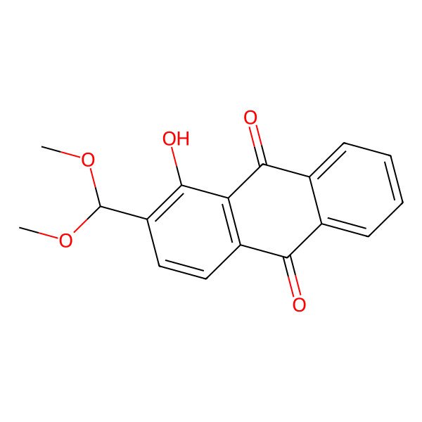 2D Structure of 2-(Dimethoxymethyl)-1-hydroxyanthracene-9,10-dione