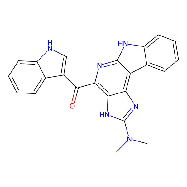 2D Structure of [2-(dimethylamino)-3,6-dihydroimidazo[4',5':4,5]pyrido[2,3-b]indol-4-yl](1H-indol-3-yl)methanone