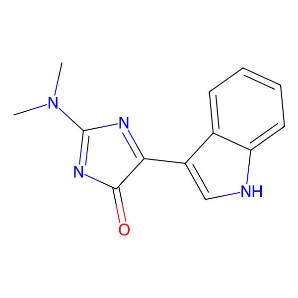2D Structure of 2-Dimethylamino-5-(3-indolyl)imidazol-4-one