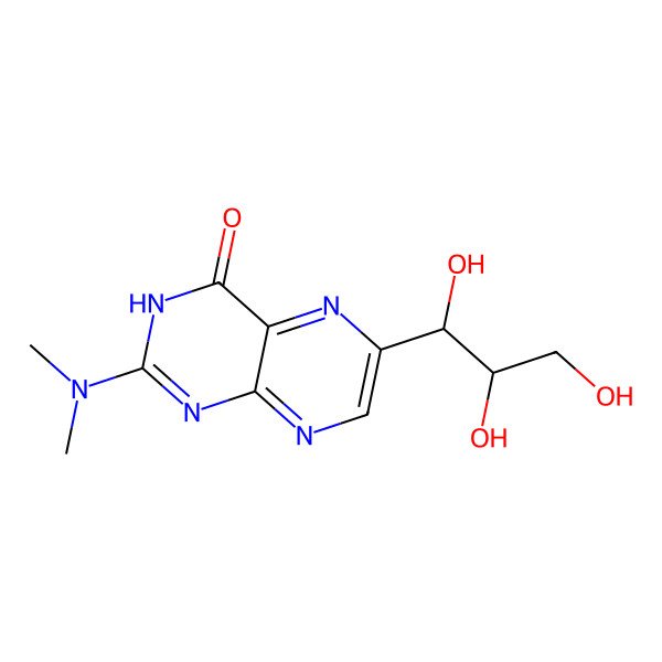 2D Structure of 2-(dimethylamino)-6-[(1S,2S)-1,2,3-trihydroxypropyl]-3H-pteridin-4-one