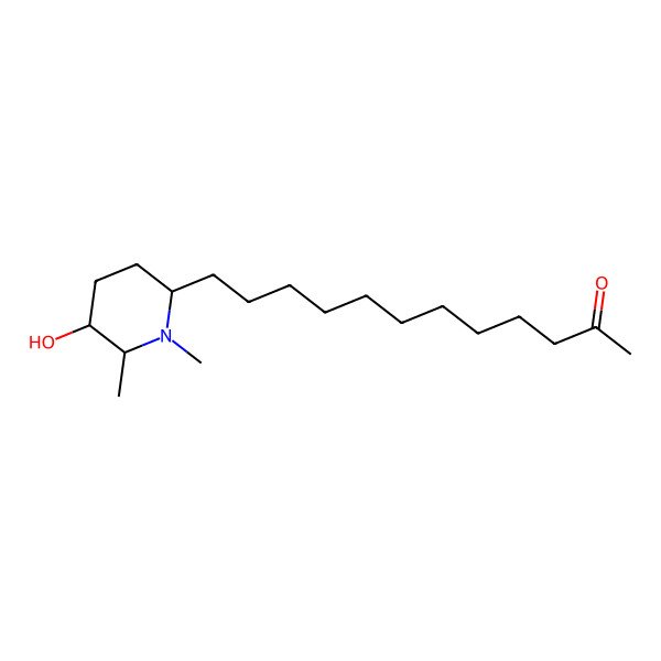 2D Structure of 2-Dodecanone, 12-(5-hydroxy-1,6-dimethyl-2-piperidinyl)-, (2S-(2alpha,5alpha,6alpha))-