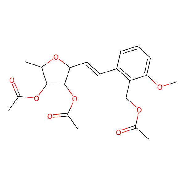 2D Structure of [2-[(E)-2-[(2R,3R,4S,5S)-3,4-diacetyloxy-5-methyloxolan-2-yl]ethenyl]-6-methoxyphenyl]methyl acetate