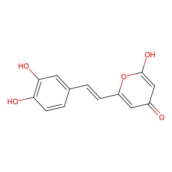 2D Structure of 2-[(E)-2-(3,4-dihydroxyphenyl)ethenyl]-6-hydroxypyran-4-one