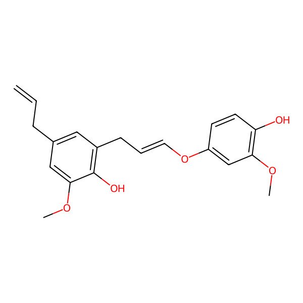 2D Structure of 2-[(E)-3-(4-hydroxy-3-methoxyphenoxy)prop-2-enyl]-6-methoxy-4-prop-2-enylphenol