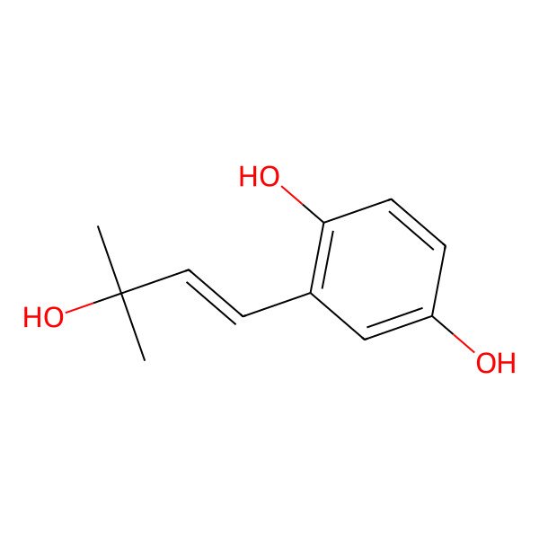 2D Structure of 2-[(E)-3-hydroxy-3-methylbut-1-enyl]benzene-1,4-diol