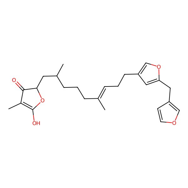2D Structure of 2-[(E)-9-[5-(furan-3-ylmethyl)furan-3-yl]-2,6-dimethylnon-6-enyl]-5-hydroxy-4-methylfuran-3-one