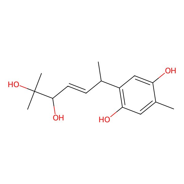 2D Structure of 2-[(E,2R,5S)-5,6-dihydroxy-6-methylhept-3-en-2-yl]-5-methylbenzene-1,4-diol