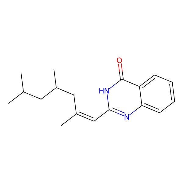 2D Structure of 2-[(E,4S)-2,4,6-trimethylhept-1-enyl]-3H-quinazolin-4-one